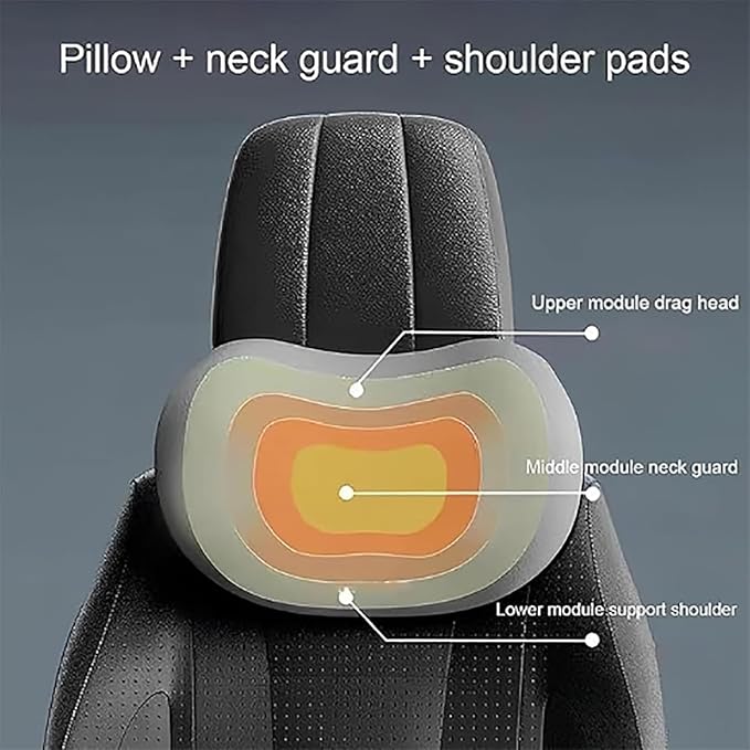 Car Headrest & Lumbar Support Cushion for Toyota RAV4 2012-2024, Ergonomic Car Seat Headrest Memory Foam Neck and Back Pillow Kit Breathable Removable for Driving Fatigue Relief,B/Gray