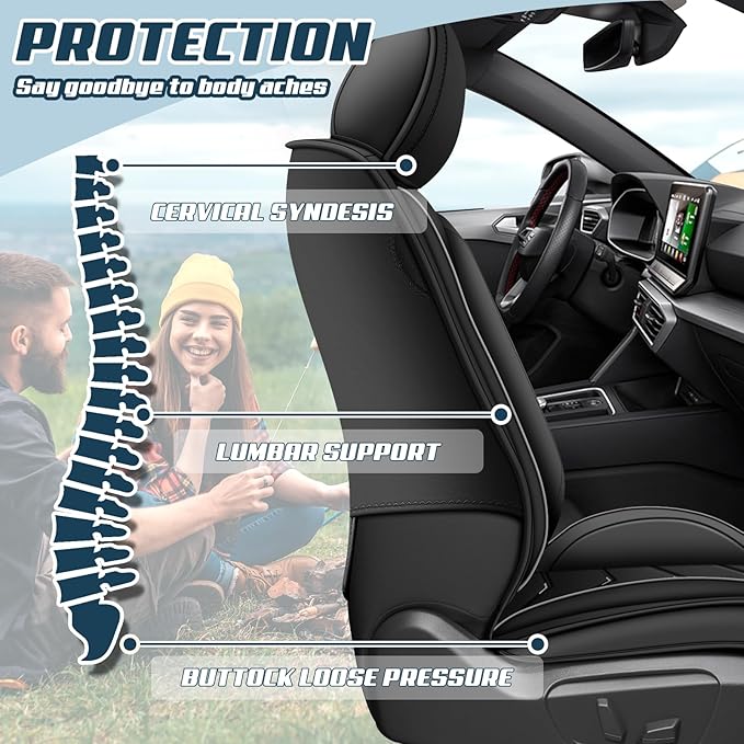 Car Seat Covers for Mercedes-Benz S-Class 2005-2025, Premium Nappa Leather Car Seat Cover, Stylish Sport Seat Covers， Automobile Seat Cover Sets.(Luxury 2 Seats/Pure Black)