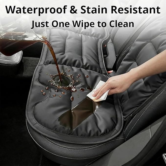 Skin-Friendly & Dirt-Repellent Leather Seat Cushions, 2026 Car Seat Cushion for Driving, 1.57" Thick Comfort Seat Protector, Universal Non-Slip Memory Foam Pad for Car (Red, Front Seat Cushion)