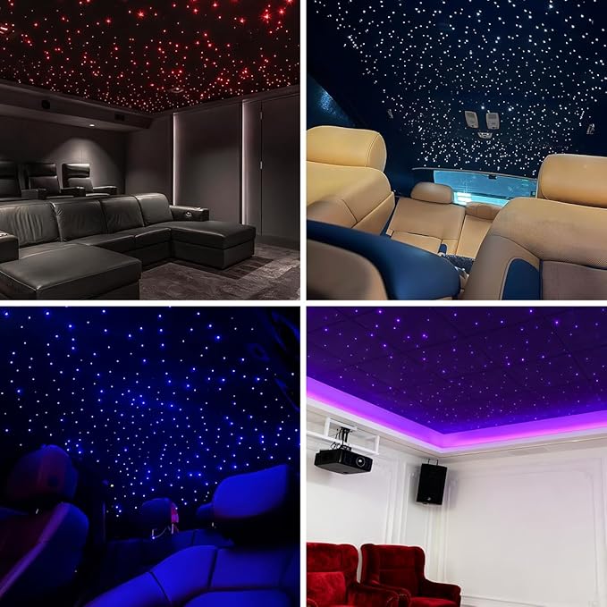 Upgraded 20W Starlight Headliner Kit Twinkle+Sound Activated 900pcs 0.03in 9.8ft Cable Fiber Optic Light APP/Remote Control for Car Home Star Ceiling Decoration