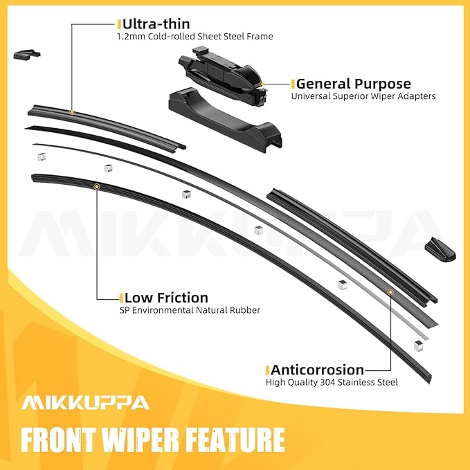 MIKKUPPA 22"+22"+12" Windshield Wipers Replacement for 2015-2020 Chevrolet Suburban Tahoe Cadillac Escalade - Front & Rear Wiper Blades with Rear, All Season Wiper Blades Set, U/J Hook (Pack of 3)