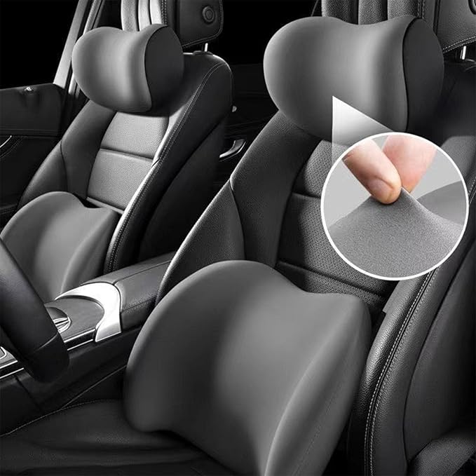 Ergonomic Car Seat Headrest & Lumbar Cushion, Ergonomic Car Seat Headrest Neck Rest Cushion Lumbar Support Pillow (Blue)