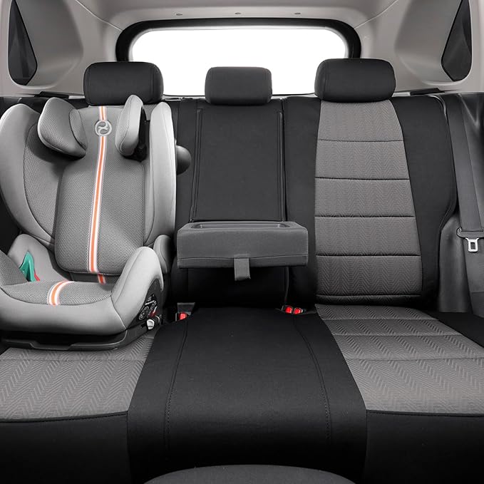 coverdream 2026 Rav4 Seat Covers Custom Fit for 2026 Toyota Rav4 Hybrid (SE,XSE) & PHEV GR Sport SUV,Full Set Polyester Car Seat Protector Black & Grey