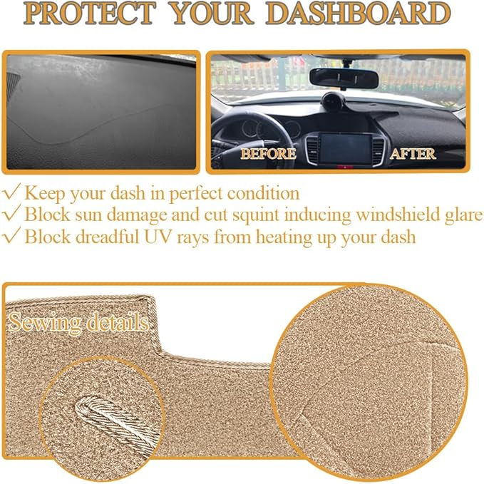Yiz Dash Cover Mat Custom Fit for Ford F150 Pickup Truck 2004 2005 2006 2007 2008 / Lincoln Mark LT, Dashboard Cover Pad Carpet Protector J58 (Beige)