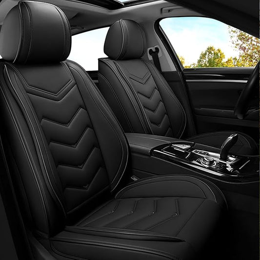 Car Seat Covers for Cadillac CTS 2003-2019, Premium Nappa Leather Car Seat Cover, Stylish Sport Seat Covers， Automobile Seat Cover Sets.(Standard 2 Seats/Pure Black)