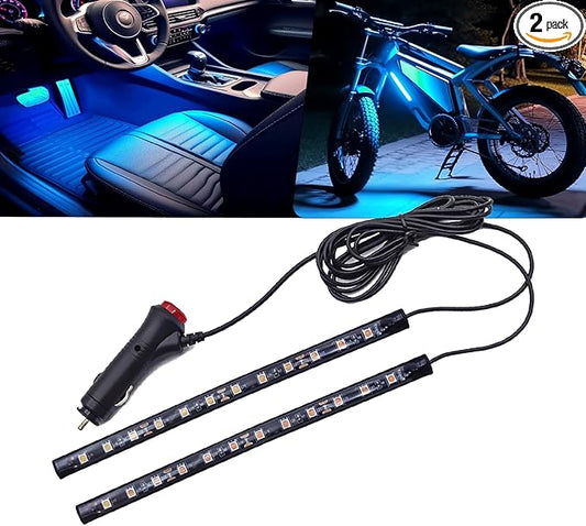 LED Interior Lights DC 12V Seat Ambient Light Cigarette Lighter, Car Uncer Dash LED Light Strip DRL Daylight Strip Car Icyblue Atmosphere Lights-2 splitters in1