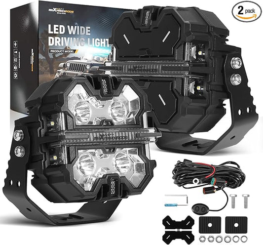 maXpeedingrods 5 Inch 178W Off Road Lights, LED Pod Light 21360LM with Amber/White DRL 3 Modes, 270°Side Shooter for Trucks Jeep Pickup UTV ATV Motorcycles Spot Ditch Light with Black Covers