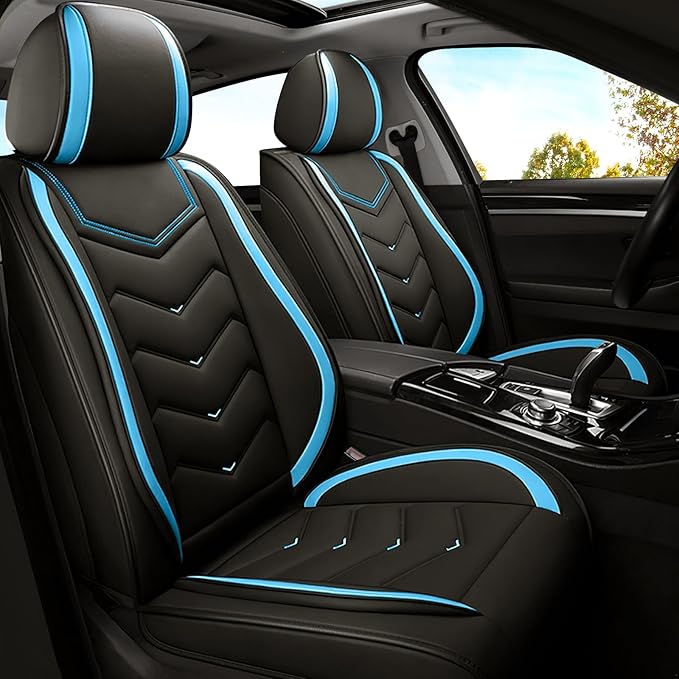 Car Seat Covers for Mercedes-Benz S-Class 2005-2026, Premium Nappa Leather Car Seat Cover, Stylish Sport Seat Covers， Automobile Seat Cover Sets.(Standard 2 Seats/Black Blue)