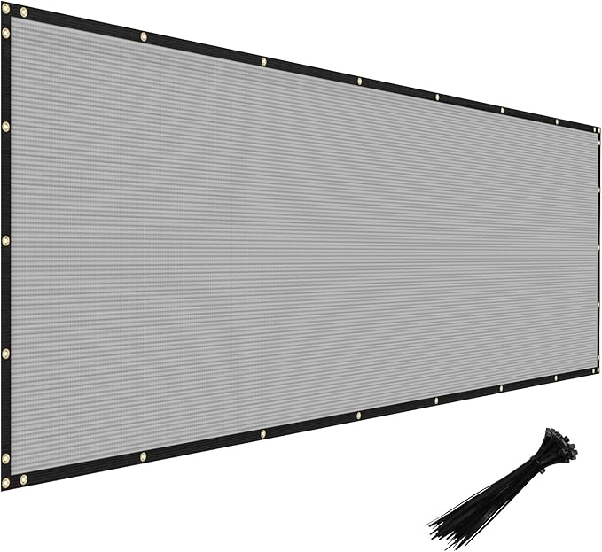 Windscreen4less Privacy Fence Screen Heavy Duty Windscreen Fencing Mesh Fabric Shade Net Cover with Brass Grommtes for Outdoor Wall Garden Yard Pool Deck, 8'x273' Light Gray