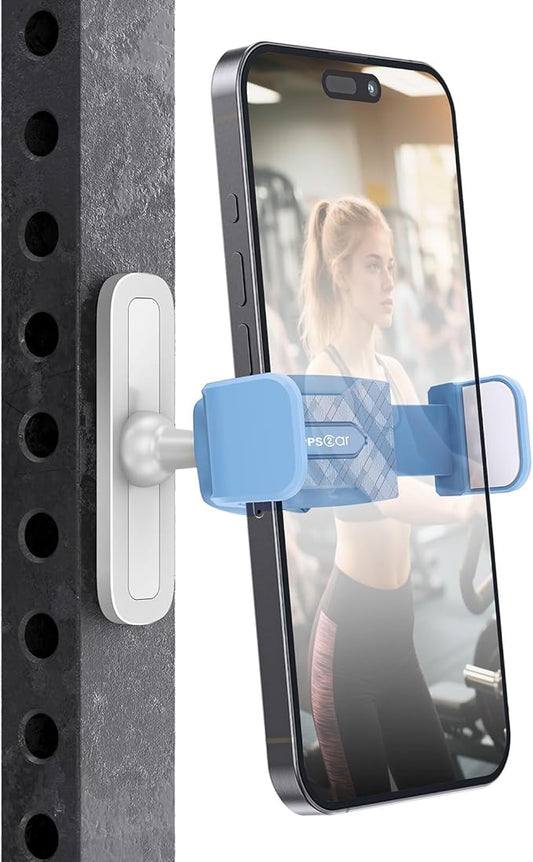 APPS2Car Gym Magnetic Phone Holder, 360 Adjustable, Compatible with 4.7-6.5" Smartphones, Alloy Base and Joint, Gym Accessories for Women, Blue