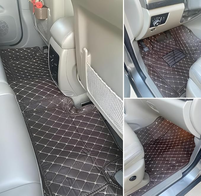 Customize Car Floor Mats for 99% Sedan SUV Sports Car All Weather Leather Full Coverage Waterproof Non-Slip Vehicle Lining Pads (Black Blue Splicing)