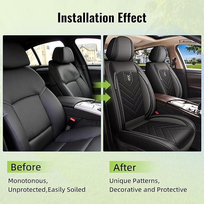 AOMSAZTO Car Seat Covers Fit for Jeep Compass 2012-2025 2026 Premium Front Seat Covers Waterproof Leather Automotive Seat Covers Compatible with Airbag (2 Seats,Grey)