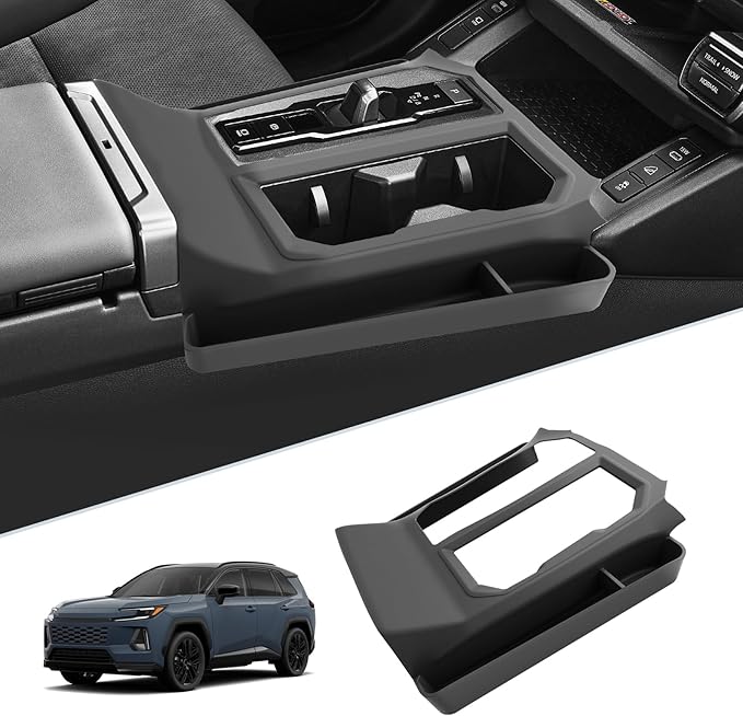 SKTU 2PCS for 2026 Toyota RAV4 Gear Shift Panel for 2026+ Toyota RAV4 (LE/SE/XLE Premium/Woodland/XSE/Limited) Wireless Charging Mat & Gear Shift Panel 2026 RAV4 Accessories Passenger Side Storage Box