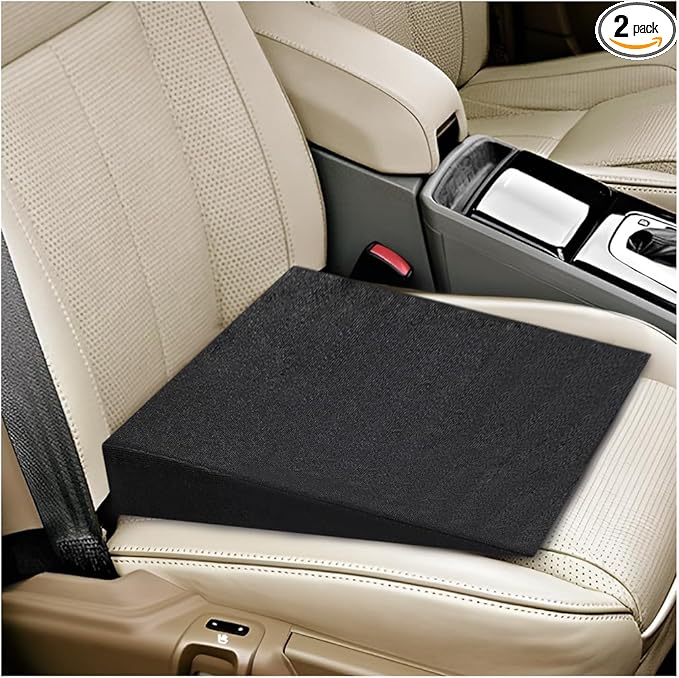 Auto Seat Wedge Leveling Cushion, Truck Driver Heightening Seat Pad Wedge Booster, Angled Design Car Seats Office Chairs Cushion for Sciatica Tailbone Pain Relief