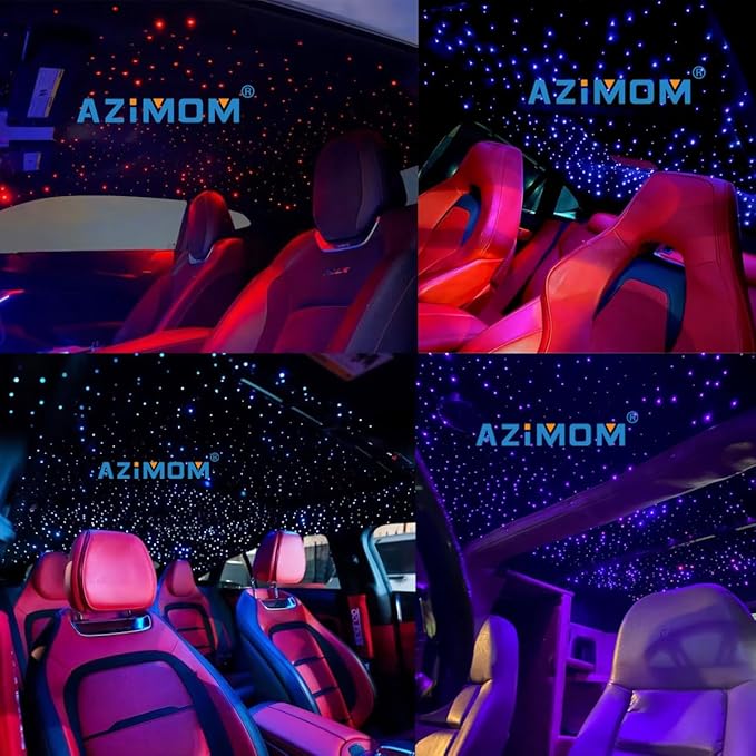 AZIMOM Bluetooth Control 10W RGBW Twinkle Fiber Optic Lights Star Ceiling Light Kit 200pcs*0.03in*6.5ft Fiber Cables Sound Activated APP/Remote Light Engine Car Use Home Interior Lighting Deco