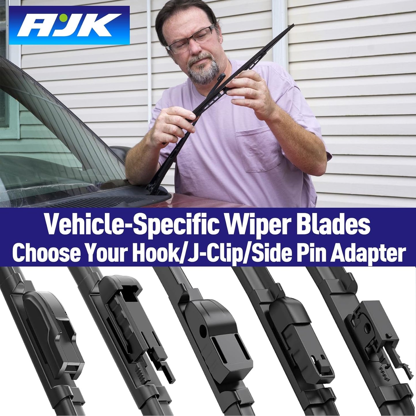 AJK Wiper Blades for Chevrolet Malibu 2013 2014 2015, 2 Piece All Weather OEM Quality Automotive Replacement Windshield Wiper Blades for My Car