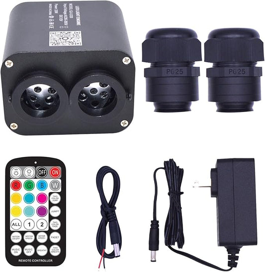 Twinkle 20W Dual Port Colour Blocking Bluetooth APP Control Music Sync Fiber Optic Light Source RGBW Light Box Engine Diver for Car Starlight Headliner Home Indoor Star Ceiling Decoration