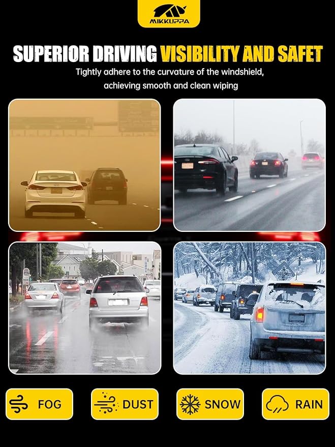 MIKKUPPA 28"+14"+14" Windshield Wipers Blades Replacement for 2009-2020 Honda Fit, U/J HOOK Front & Rear All Season Wiper Blades Set(Pack of 3)