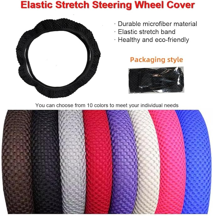 Hiflyer Steering Wheel Cover - Universal 14.5-15 Inch, Soft Microfiber, Women & Men, Brown