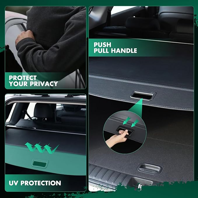 SCITOO Cargo Cover 2019-2020 Fit for Jeep Wrangler 2018-2023 Fit for Jeep Wrangler 2.0L 2020-2023 Fit for Jeep Wrangler Upgraded Retractable Rear Trunk Cover with Aluminum PVC&Plastic