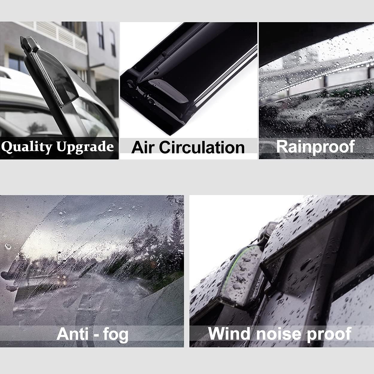 Side Window Deflector Visor Rain Guard,in-Channel Style Shatterproof Dark Smoke,4pcs Window Shades fit for 2006-2010 Jeep Commander 194117