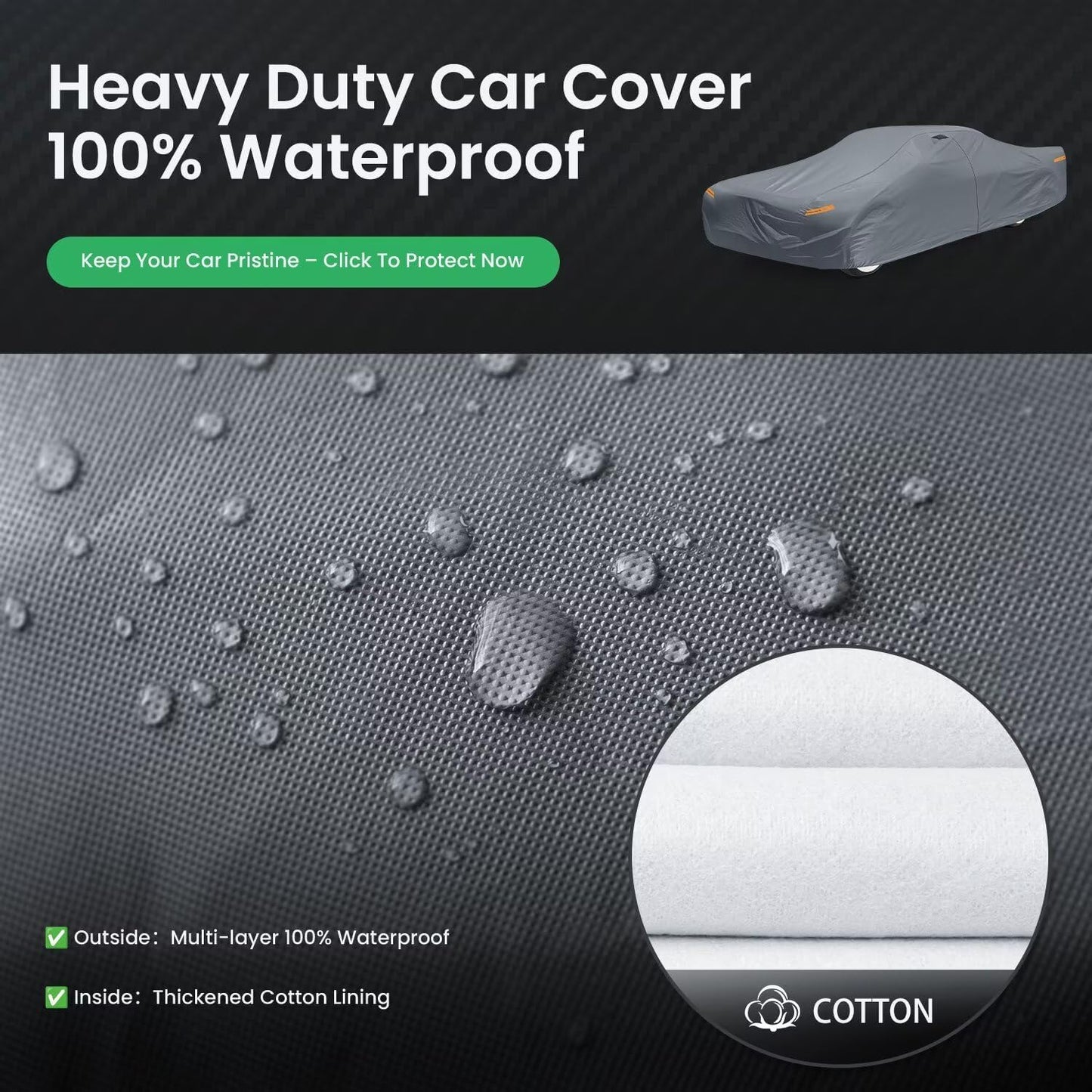 Waterproof Buick Century(1993-2005) Car Cover with Breathable Vents, [2025 Upgrade] Premium Covers with Cotton Liner and Zipper Door, Sun Rain Snow Dust Uv Protection.(Gift with Towel)