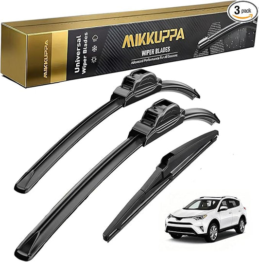 MIKKUPPA 26"+16"+10" Windshield Wiper Blades Replacement for Toyota Rav4 2013-2018 U/J Hook Front and Rear Wiper Blades All Season, Pack of 3