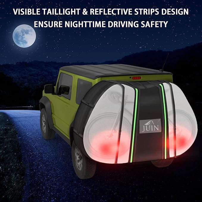 JUIN Bike Cover for Transport on Rack: 900D Waterproof Heavy Duty Bicycle Cover for Single Bike on Car Hitch Storage - Rear Outside Tarp for Outdoor Travel - Clear