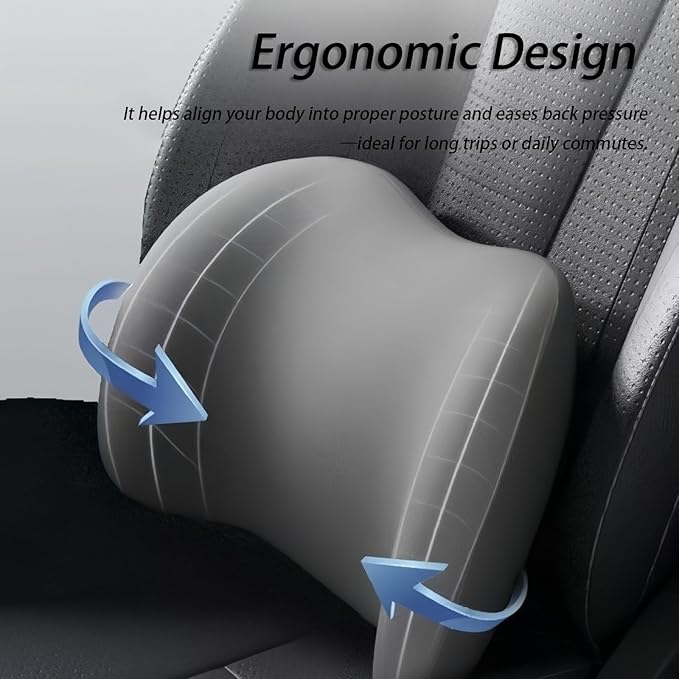 Car Lumbar Support Pillow and Car Neck Pillow Kit for Ford Bronco Sport 2021 2022 2023 2024 2025 2026, Car Seat Neck Back Rest Pillows, Ergonomic Car Seat Headrest & Lumbar Cushion,C Coffee