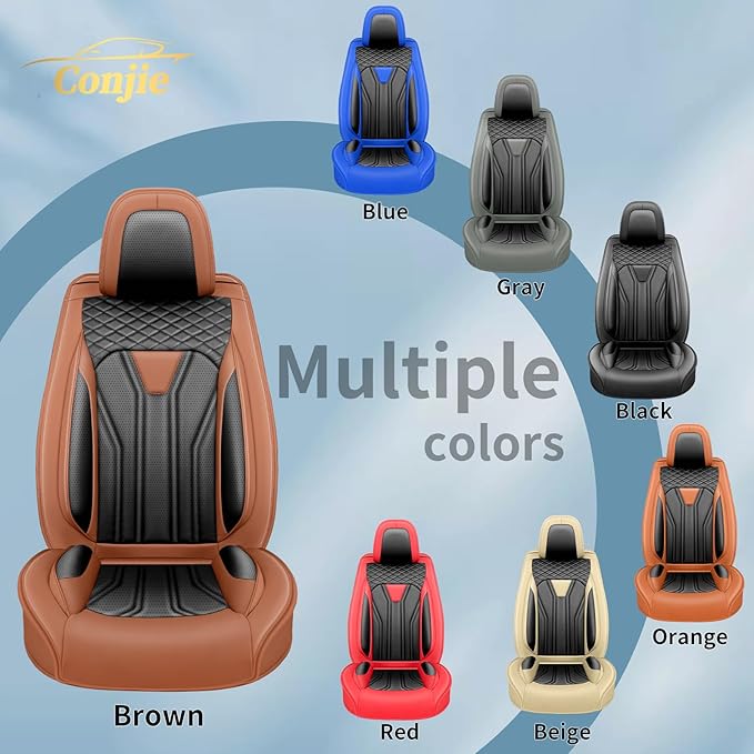 Fit Altima Car Seat Covers Compatible with Nissan Altima 2011-2025 2026 - Premium Leather， Waterproof Breathable， All-Weather Seat Cushion Protecto&Airbag Compatible (2 Front Seat Brown&Black)