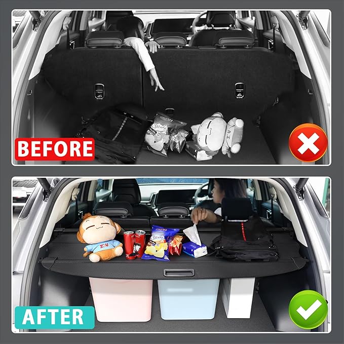 Cargo Cover for Mitsubishi Outlander 2026 2025-2022 (Not Fit Sport Models) Retractable Trunk Cover Security Shielding Shade Cargo Luggage Cover Trunk Privacy Protection (Carbon Fiber Texture)