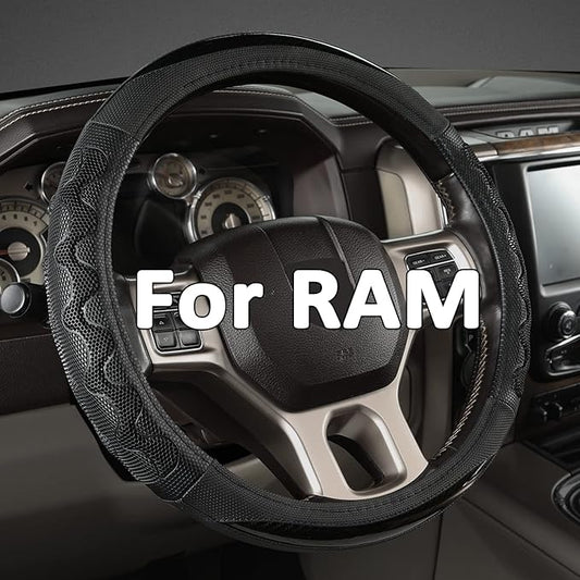 GIANT PANDA Steering Wheel Cover for Dodge Ram 1500 - Car Steering Wheel Covers for Dodge Ram 2500 3500 15.5-16 inch - Black