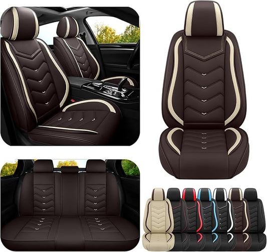 Car Seat Covers for Lexus ES 350 2007-2025, Premium Nappa Leather Car Seat Cover, Stylish Sport Seat Covers， Automobile Seat Cover Sets.(Standard 5 Seats/Coffee Color)