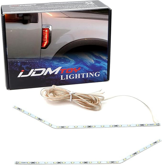 iJDMTOY Sports Red LED Background Illumination Kit Compatible with 2017-2021 Ford F250 F350 F450 Super Duty Side Fender Chrome Emblem