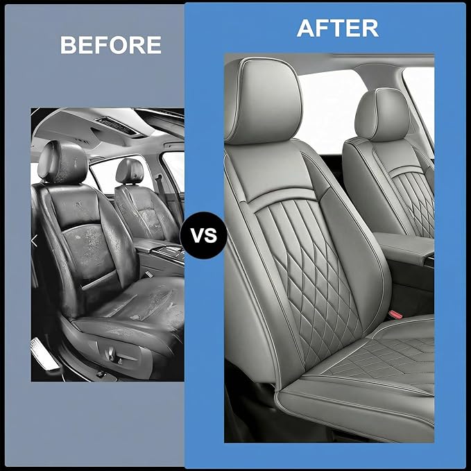 Fit for Sonata Car Seat Covers Compatible with Hyundai Sonata 2004-2026-Waterproof Breathable Leather Automotive Seat Cushions Protector, Airbag Compatible, Full Set 5 Seats(Gray)