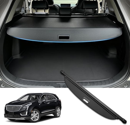 MIALUTY® Cargo Cover for 2018-2025 Cadillac XT5 Retractable Trunk Cover XT5 Accessories Anti-Peeping Anti-Theft Privacy Screen,Trunk Luggage Shield Shade Carbon Fiber Texture