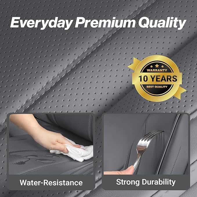 Coverland Custom Fit Car Seat Covers for SUV Compatible with [RAV4, CR‑V, Forester, Bolt EUV, IONIQ 5, HR‑V, Yukon] Premium Waterproof Non-Slip Interior Seat Protector [Front Dark Gray - Chart A27]