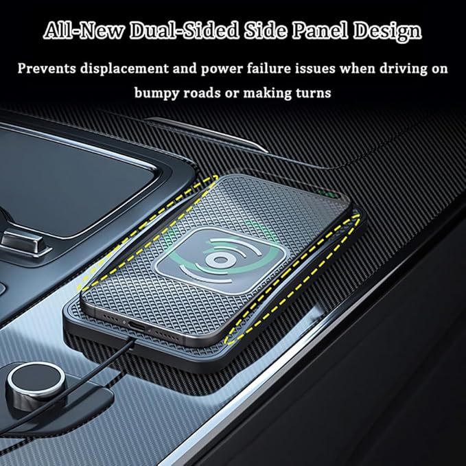 Wireless Car Charger Pad for Toyota RAV4 Prime 2021-2024, Type-C/USB 20W Car Wireless Charger Non-Slip Phone Charging Pad Car Accessories,A 30cm Cable Type-C Plug