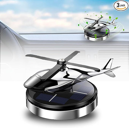Car Air Freshener, Helicopter Solar Energy Rotating Aromatherapy Al Alloy Diffuser,Long-Lasting Fragrance, Interior Decoration Accessories Diffuser for Car and Home（Silver）