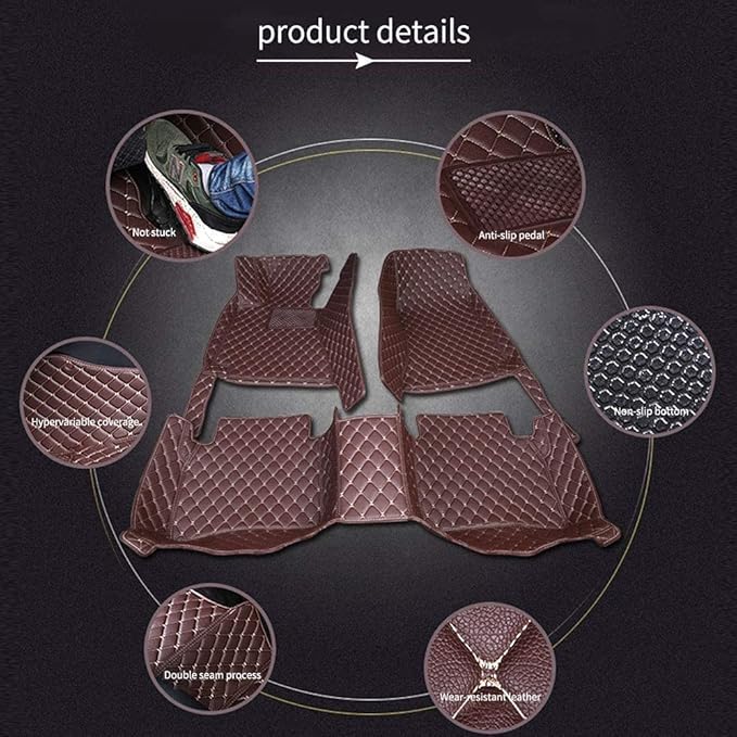 Custom Car Floor Mats for 96% Sedan SUV Sports Car Protection Full Coverage Pads Anti-Slip Leather Floor Lining All Weather Car Floor Mats (red Beige)