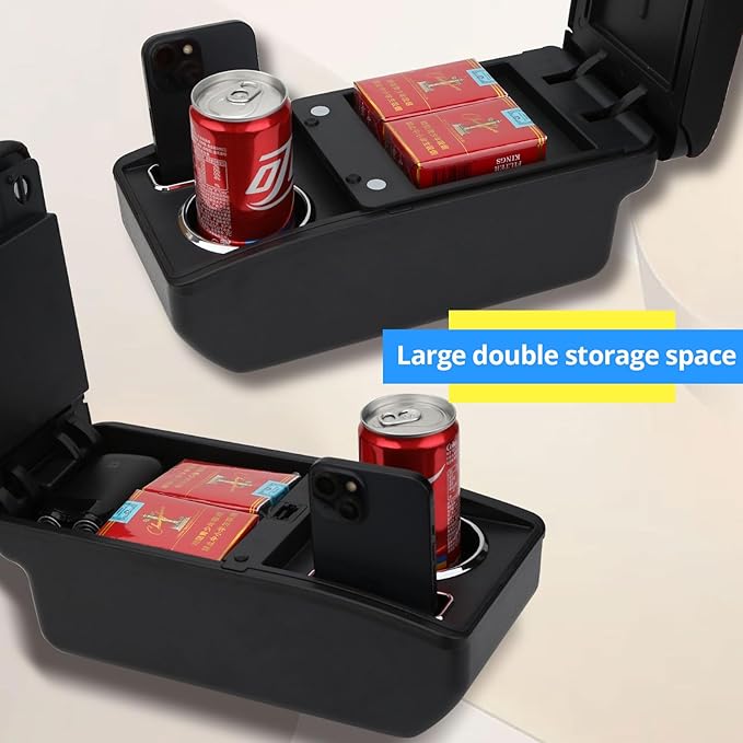 AULPHIKE Compatible with Nissan March Micra Armrest 2011-2016 Center Console Organizer Armrests Double Layer Storage Space with Cup Holder