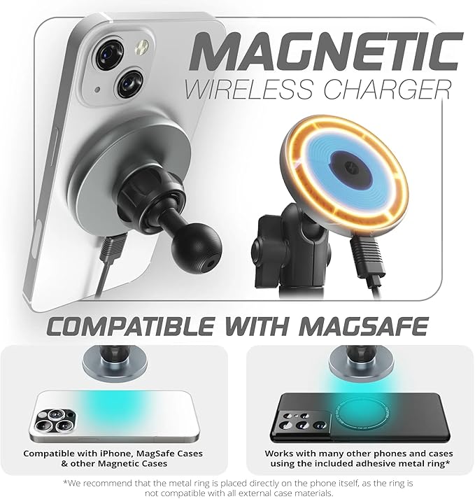 Tackform Link Vent Mount Magnetic Wireless Charging Phone Holder - Compatible with MagSafe, 2018-2023 Jeep Wrangler JL, 4XE, and Gladiator JT | CNC Billet Aluminum Bracket, Zero Slip | Short Reach