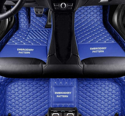 Custom Car Floor Mats for 96% Sedan SUV Sports Car Protection Full Coverage Pads Anti-Slip Leather Floor Lining All Weather Car Floor Mats (Blue)