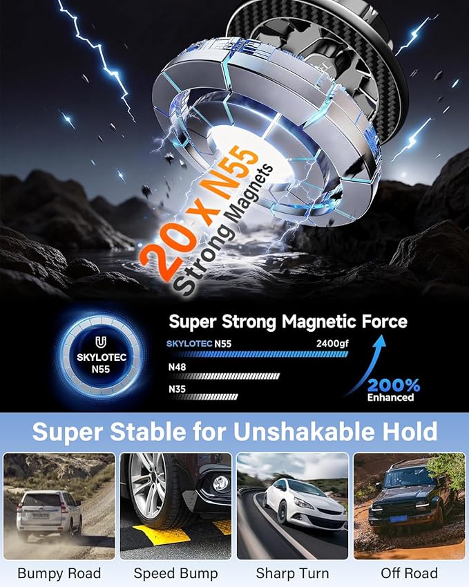 SKYLOTEC Magnets Phone Mount for Hyundai Elantra 2021-2024 2025 Accessories 10.25-Inch/8-Inch Screen Fixed Clip, Cell Phone Base Automobile Cradles Magnetic Phone Holder Compatible with