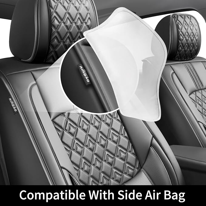 Fit 4Runner Car Seat Covers (5 Seats) for Select Toyota 4Runner 2003-2024 2025 2026 - Full Coverage Leather,Airbag Compatible, Waterproof & All Weather Seat Cushion Protector,Full Set,Black