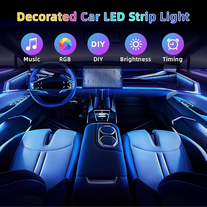 Acrylic Interior Car LED Strip Light, Dreamcolor 18-in-1 RGB Ambient Lighting with APP, 16 Million Colors 175in 600LED Music Sync Lights for Night Driving, Home, Camping & Gift Decor
