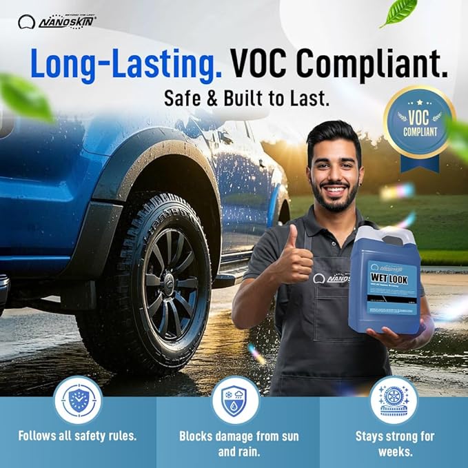 Nanoskin WET LOOK All Season Dressing 16 Oz. - Exterior Rubber & Plastic Solvent Based Dressing for Car Detailing | Produces a Deep, Rich, Long Lasting shine | Safe for Cars Trucks, Motorcycles, RVs