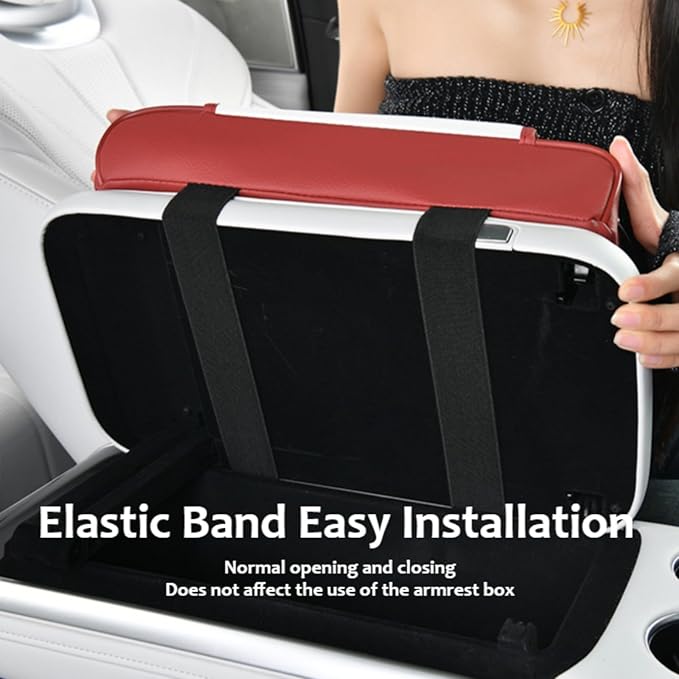Armrest Box Pad for Car w/Type-C Charging Interface, Car Center Console Cover w/Cup Holder, Interior Car Accessories (Orange)