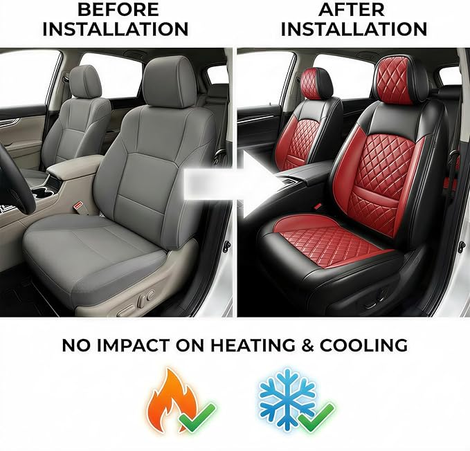 Fit for Venue Seat Covers Compatible with Hyundai Venue 2020-2026 - Waterproof Breathable Leather Automotive Seat Cushions Protector,Airbag Compatible,Full Set 5 Seats(Red)