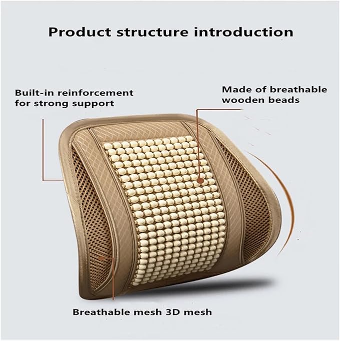 TOMSE Car Seat Chair Back Cushion for BMW X3 G01 2019 2020 2021 2022 2023 2024, Wooden Beads Ventilate Mesh Lumbar Brace Strong Durable Relieve Fatigue Summer Interior Accessories,C-Seat pad